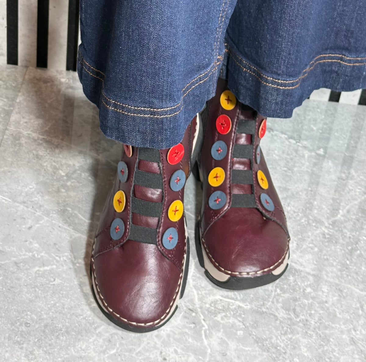 Rieker - Bordeaux Button Detail Boot