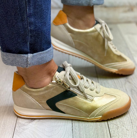 Marco Tozzi - Gold/Beige Combo Trainer