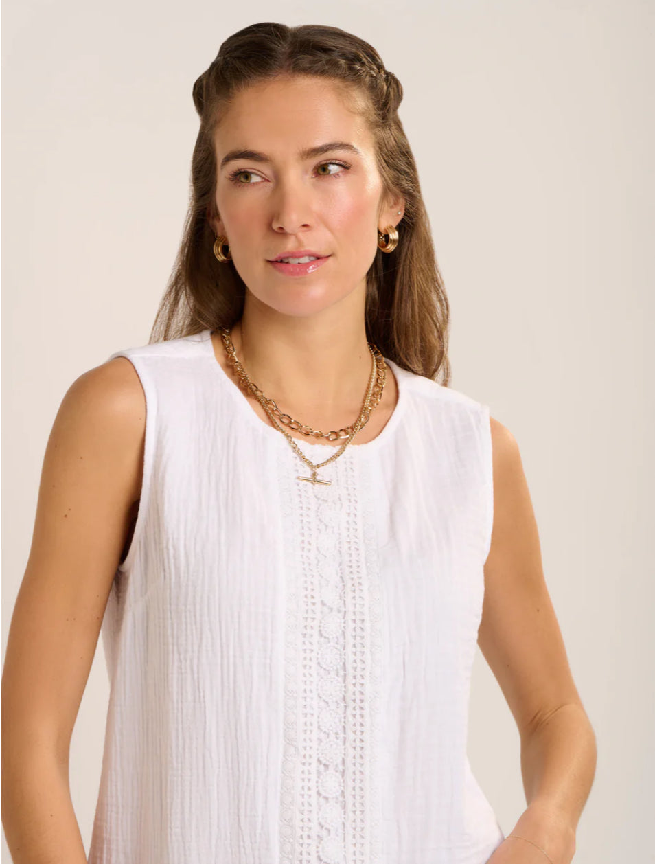 Brakeburn - Lilly Double Cloth Sleeveless Blouse.