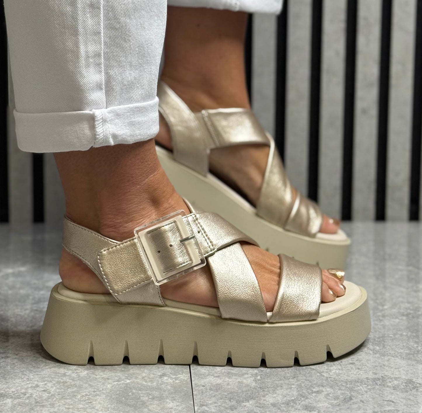 Marco Tozzi - Platinum Strap Platform Sandal
