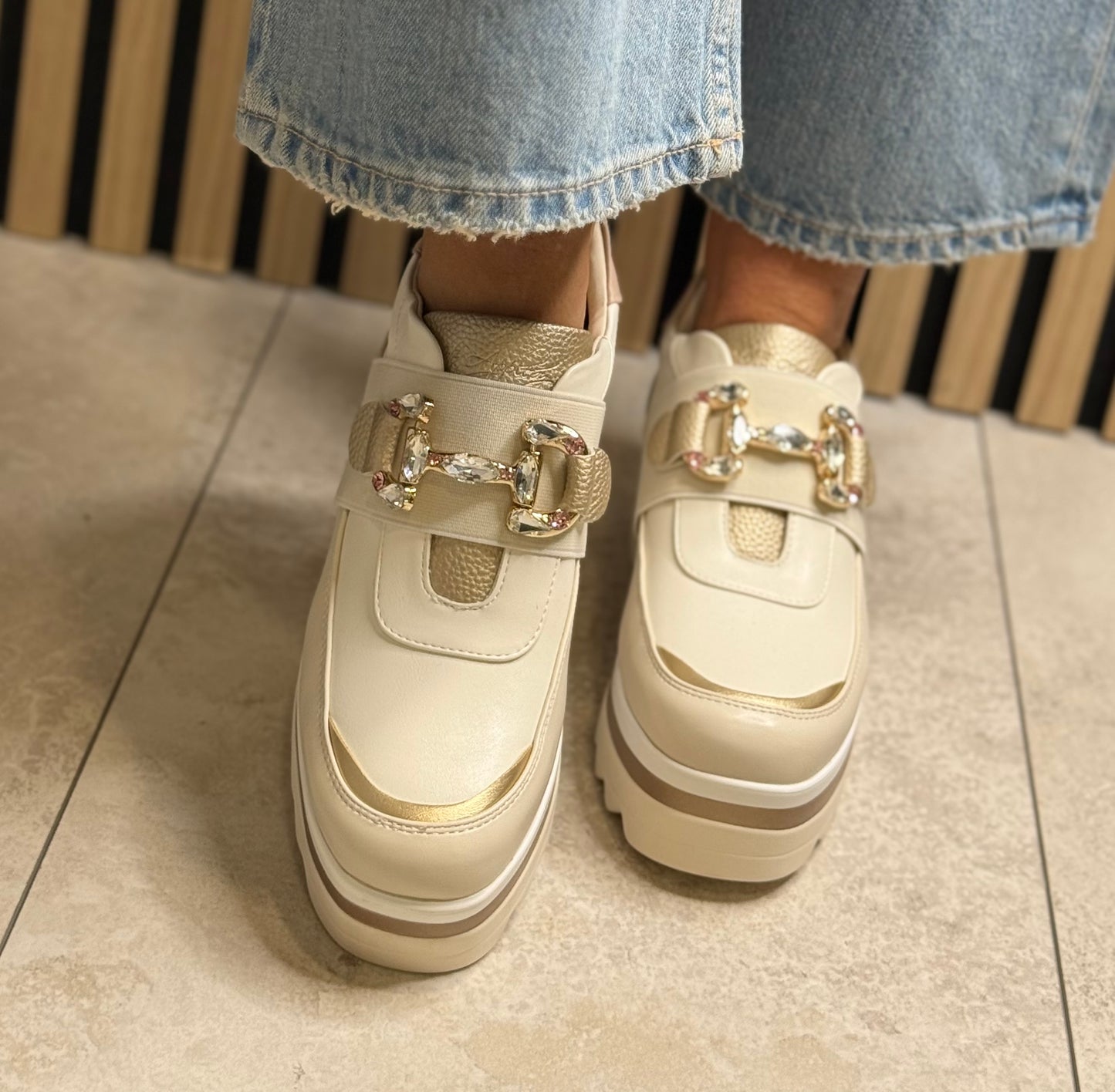 Kate Appleby - 'Disley' Cream/Gold Platform Shoe