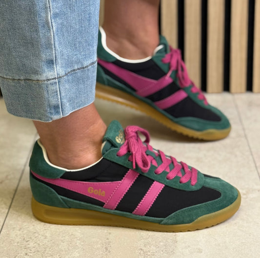 Gola - ‘Firefly' Black/Pine/Fuchsia Trainer