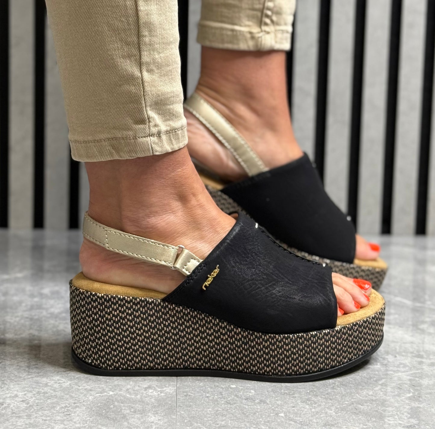 Rieker - Black Platform Sandal
