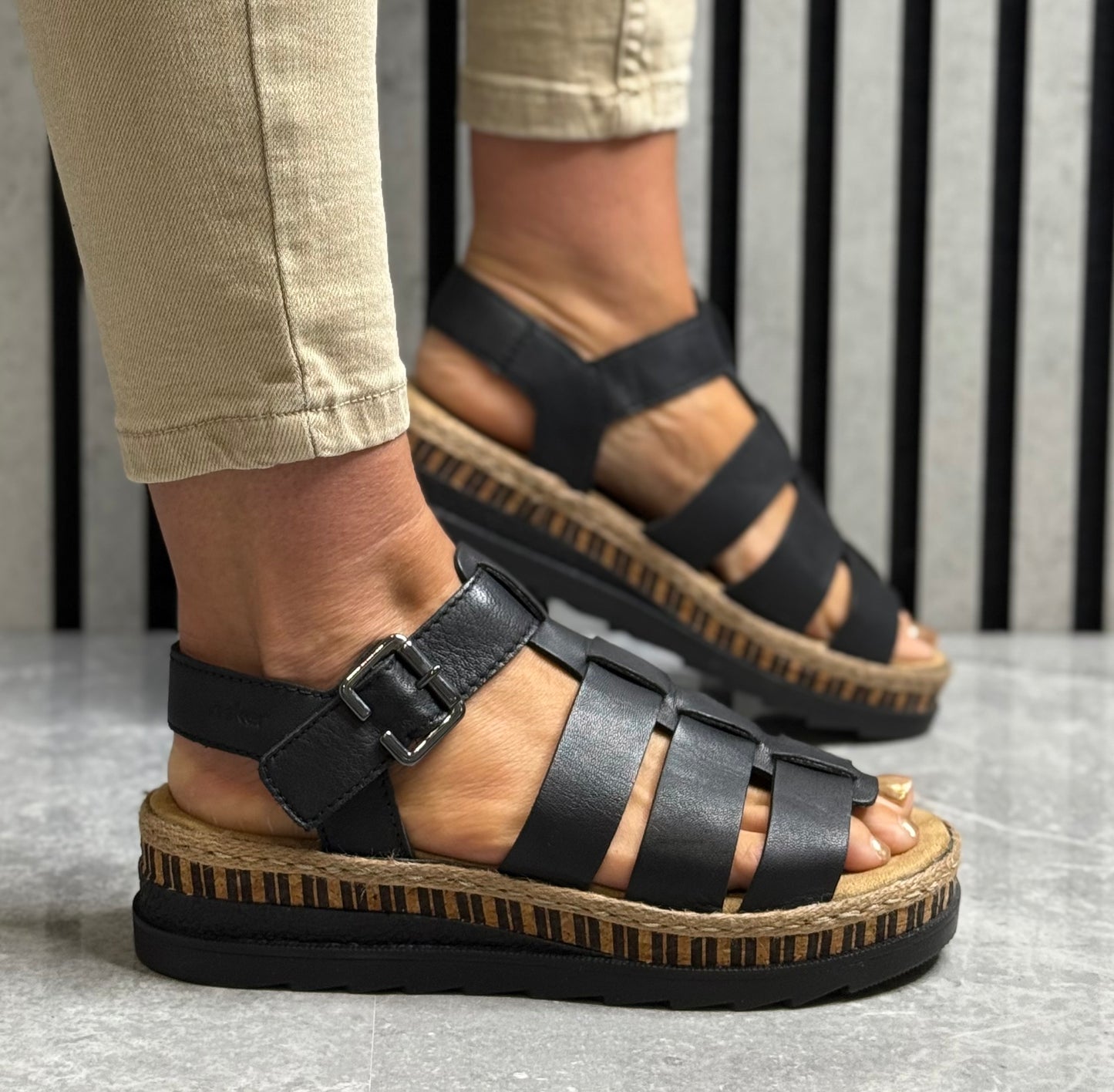 Rieker - Black Leather Sandal