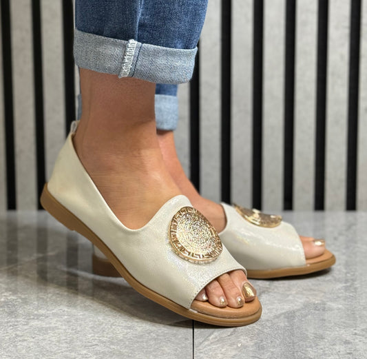 Zanni & Co - 'Aqtan One' Champagne Metallic Leather Shoe