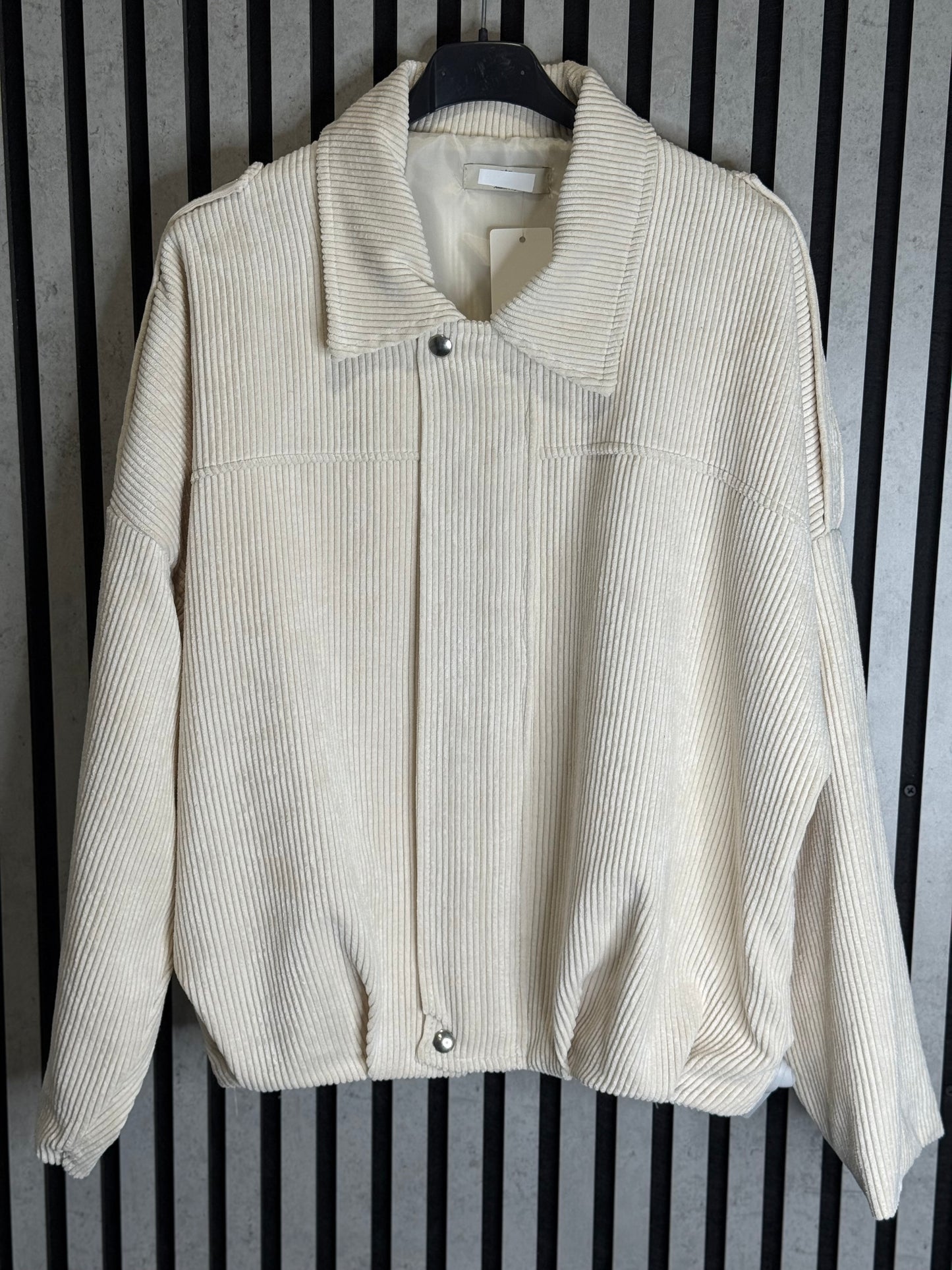 Cream Cord Bomber Jacket