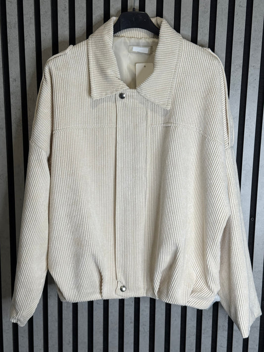 Cream Cord Bomber Jacket