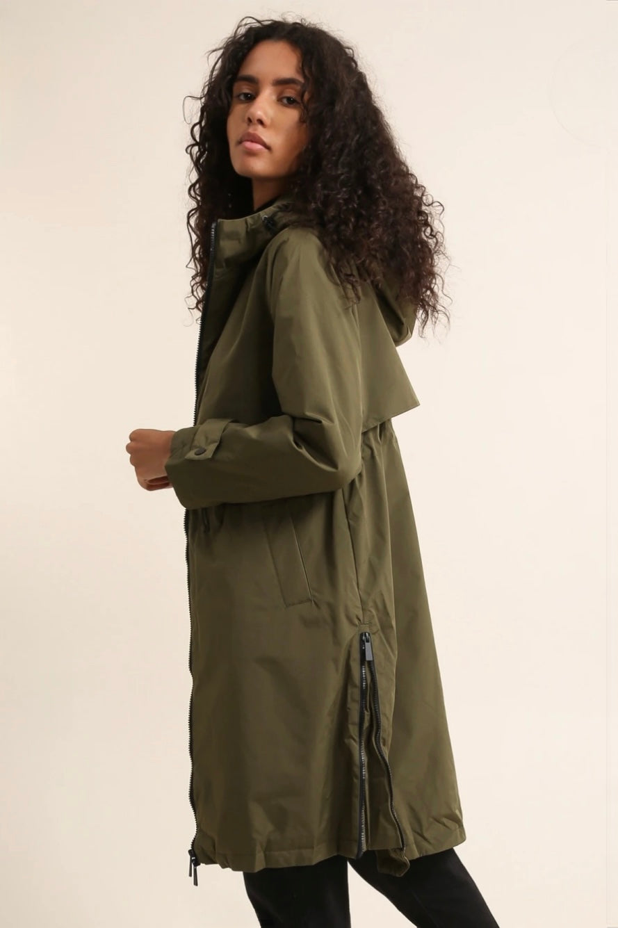 Khaki Long Raincoat