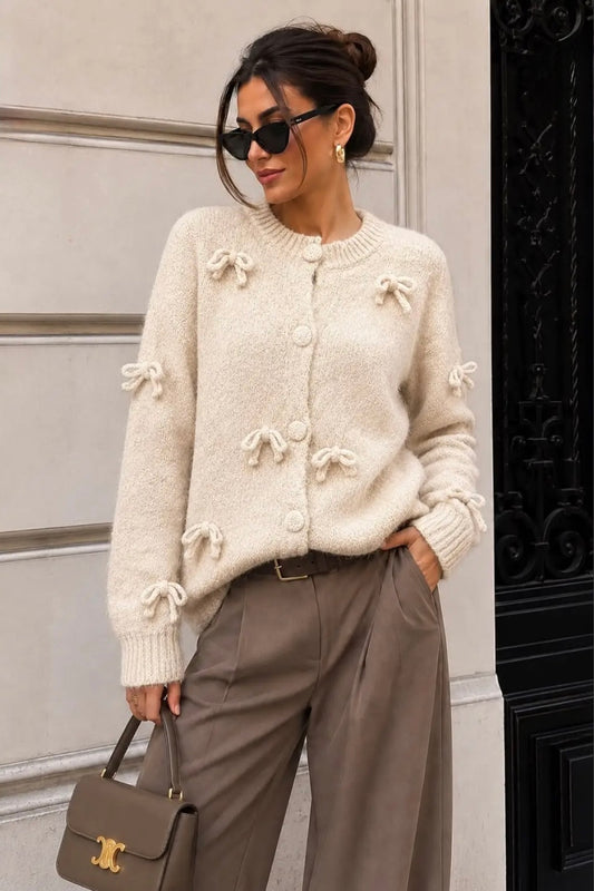 Beige Knot Detail Cardi