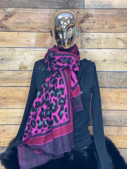 hannah k - Cerise Cheetah Scarf