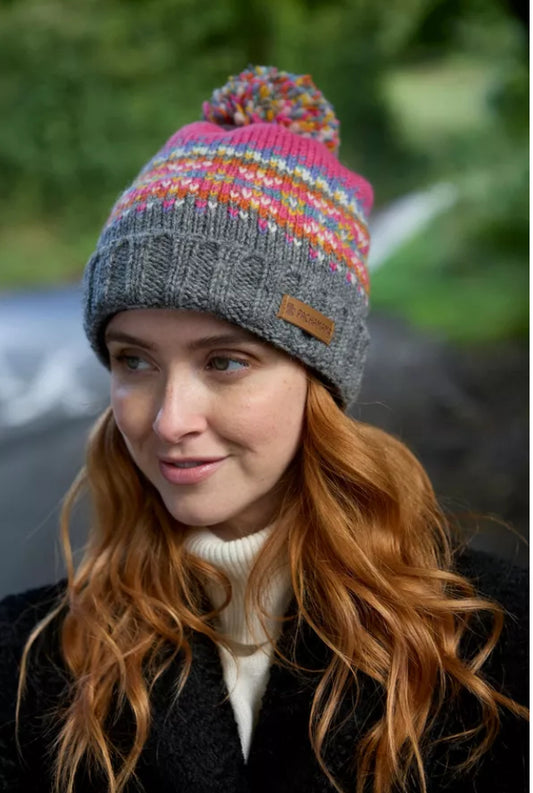 Pachamama  - ‘Iona’ Pink Roll Back Beanie Hat
