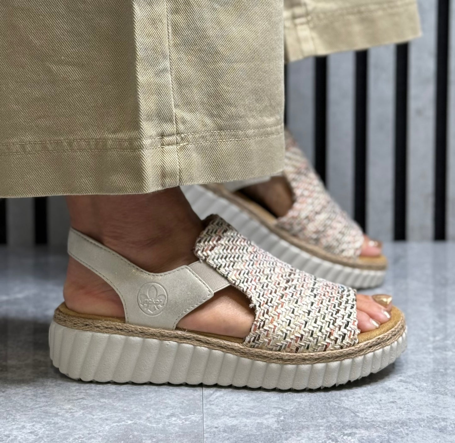 Rieker - Beige/Multi Woven Sandal
