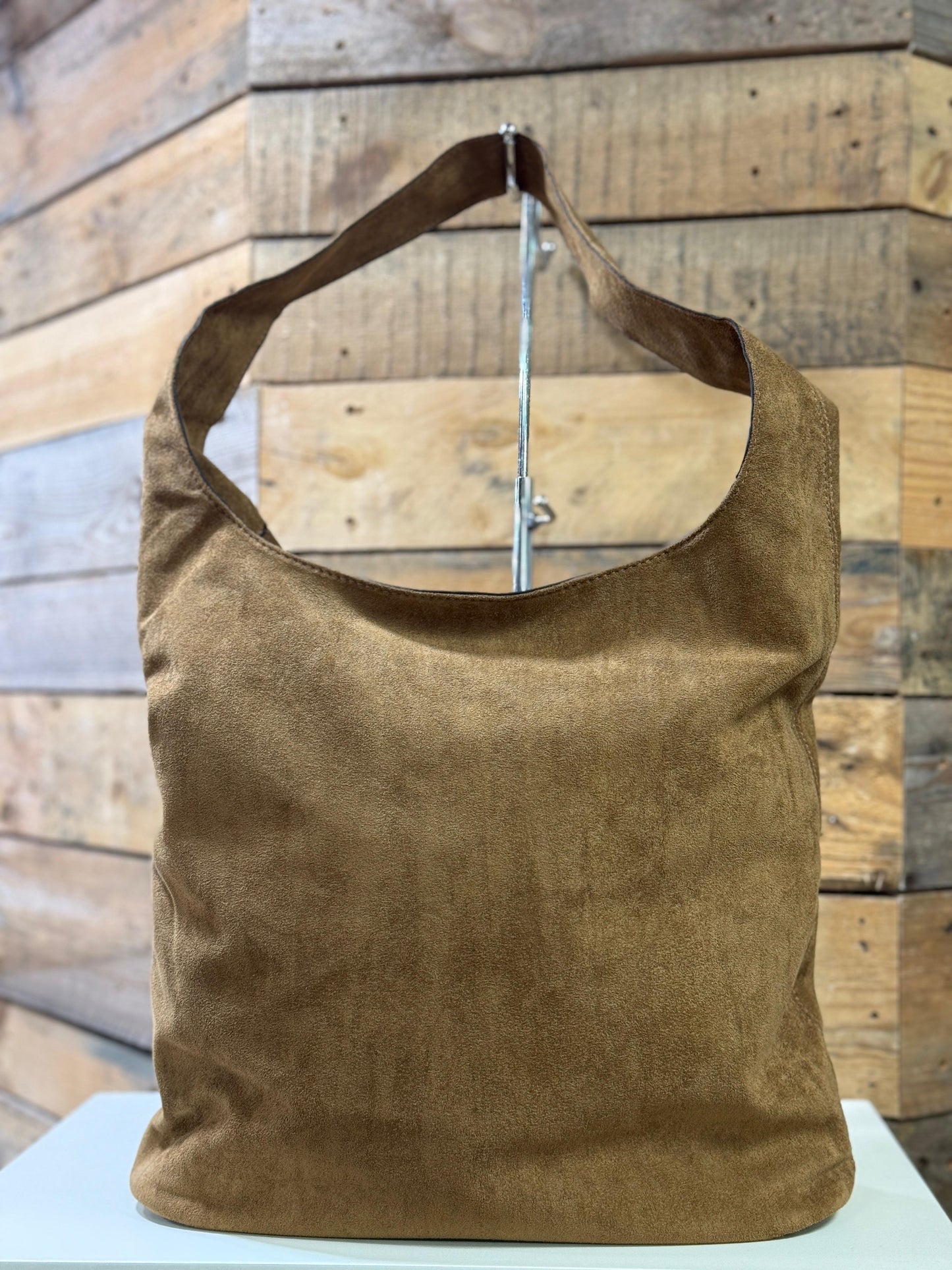 hannah k - 'Emma' Tan Faux Suede Shoulder Bag