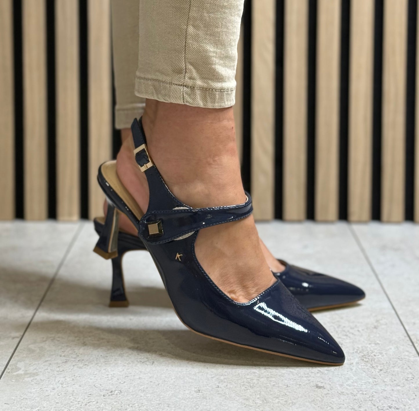 Kate Appleby - ‘Parciau’ Sapphire Patent Sling Back Heel