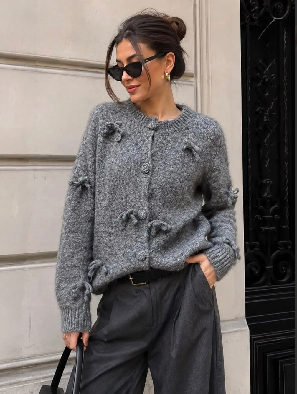 Grey Knot Detail Cardi