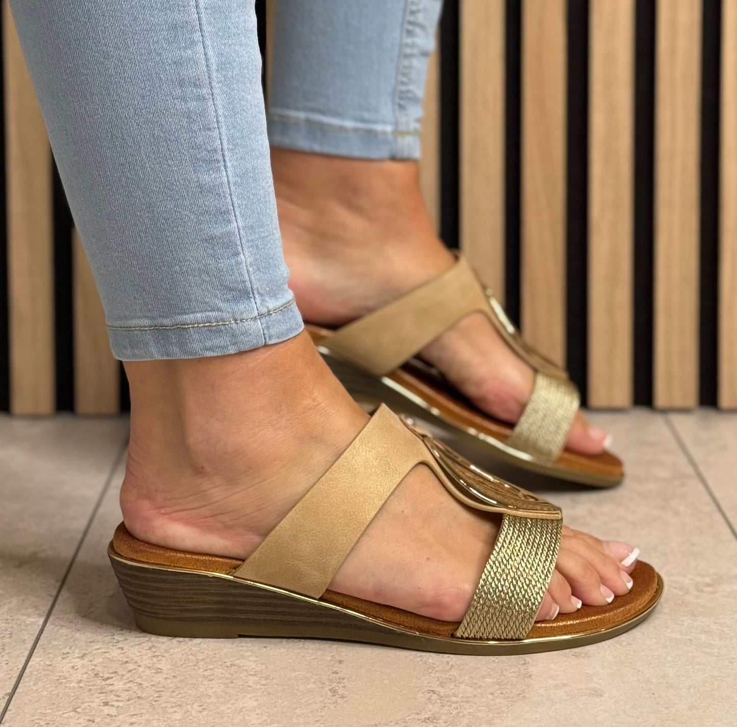 Lunar - 'Porto' Beige Wedge Sandal