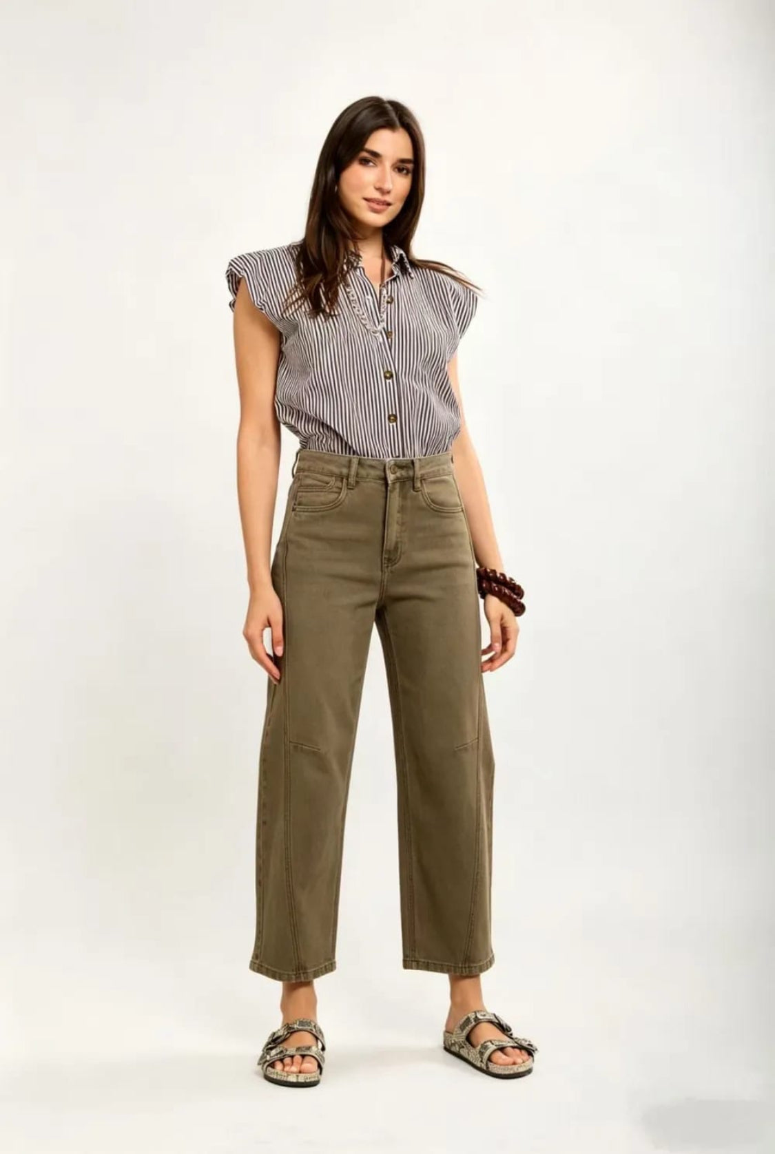 Toxik 3 - Khaki Barrel Leg Jean