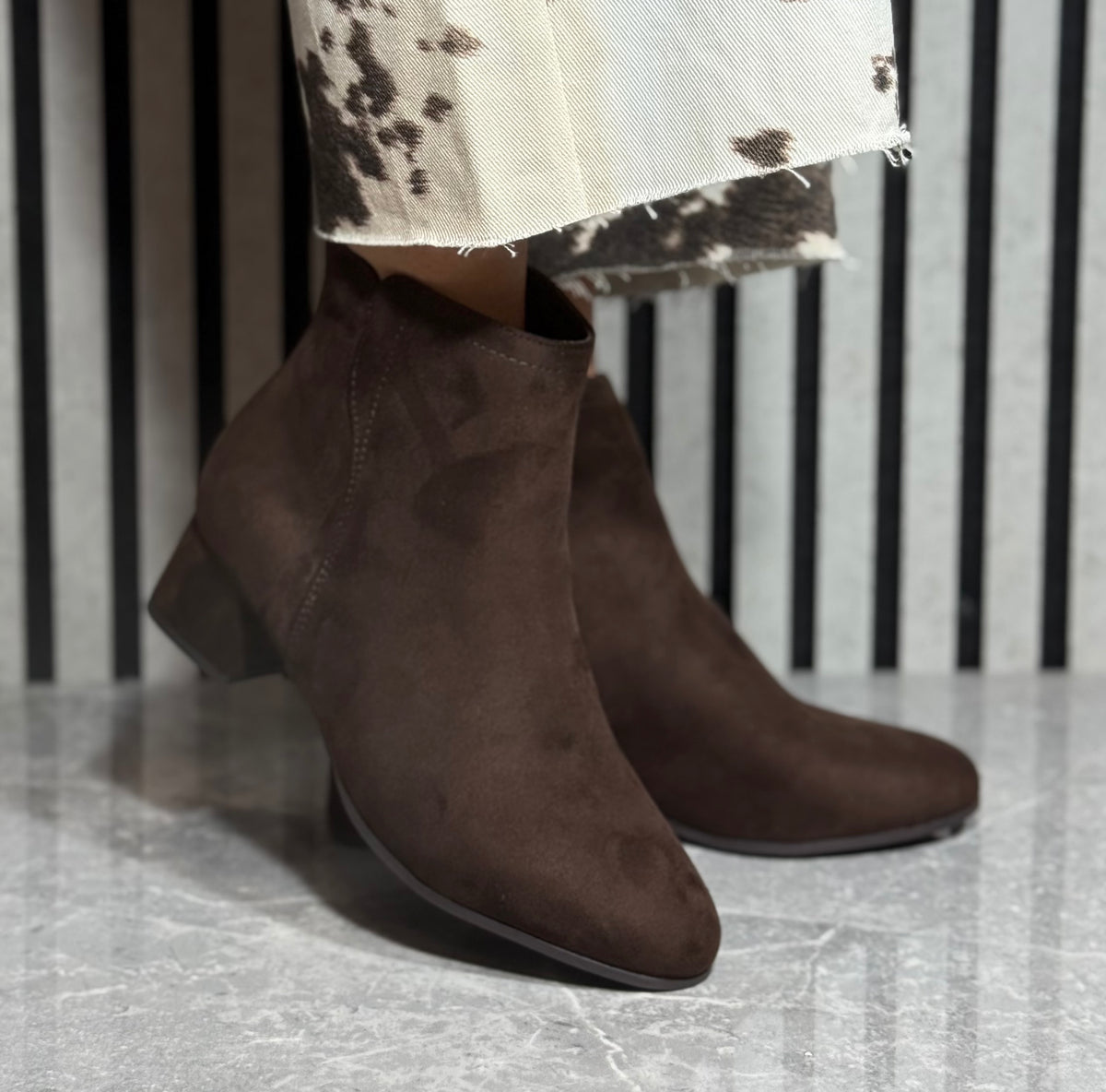 Jana -  Mocca Faux Suede Ankle Boot