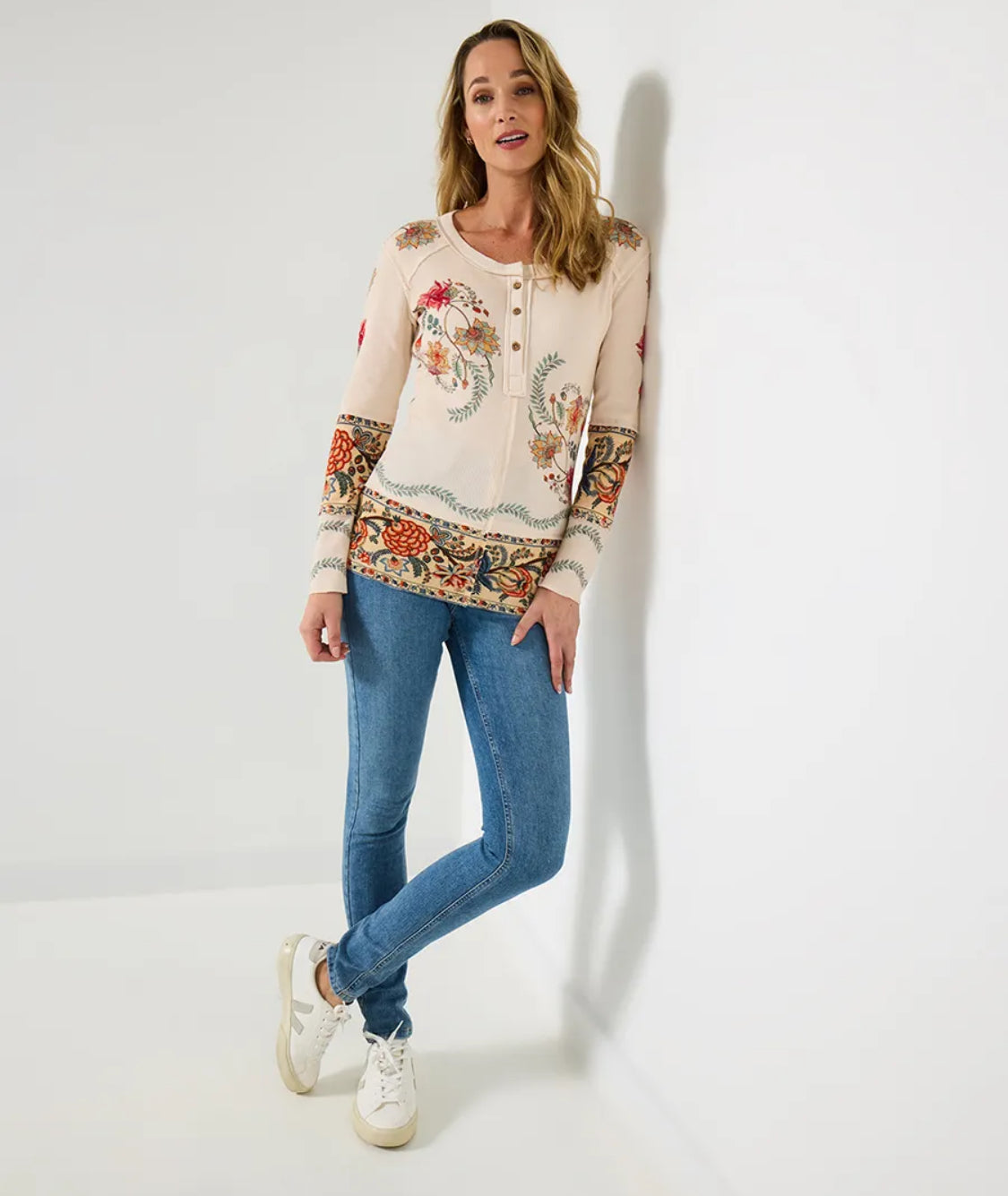 Joe Browns - Remarkable Printed Patchwork Henley Top