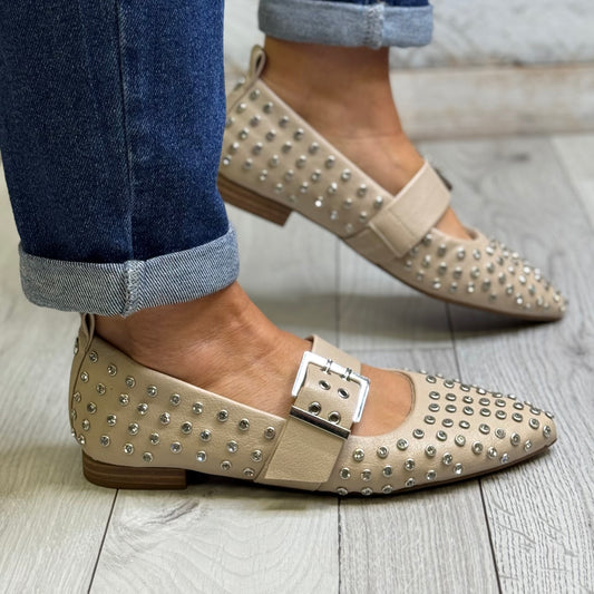 Xti - Beige Stud Detail Pointed Shoe (144264)