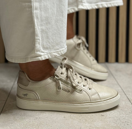 Mustang - Beige Side Zip Trainer