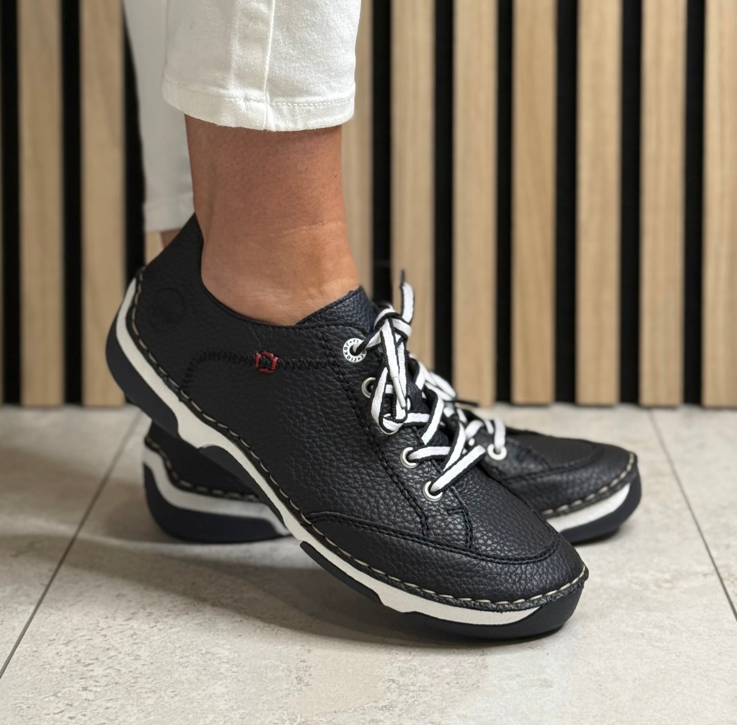 Rieker - Navy Lace Up Leather Shoe