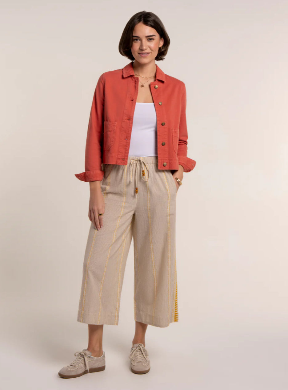 Brakeburn -  ‘Fernanda’ Crop Leg Wide Leg Beach Pant.