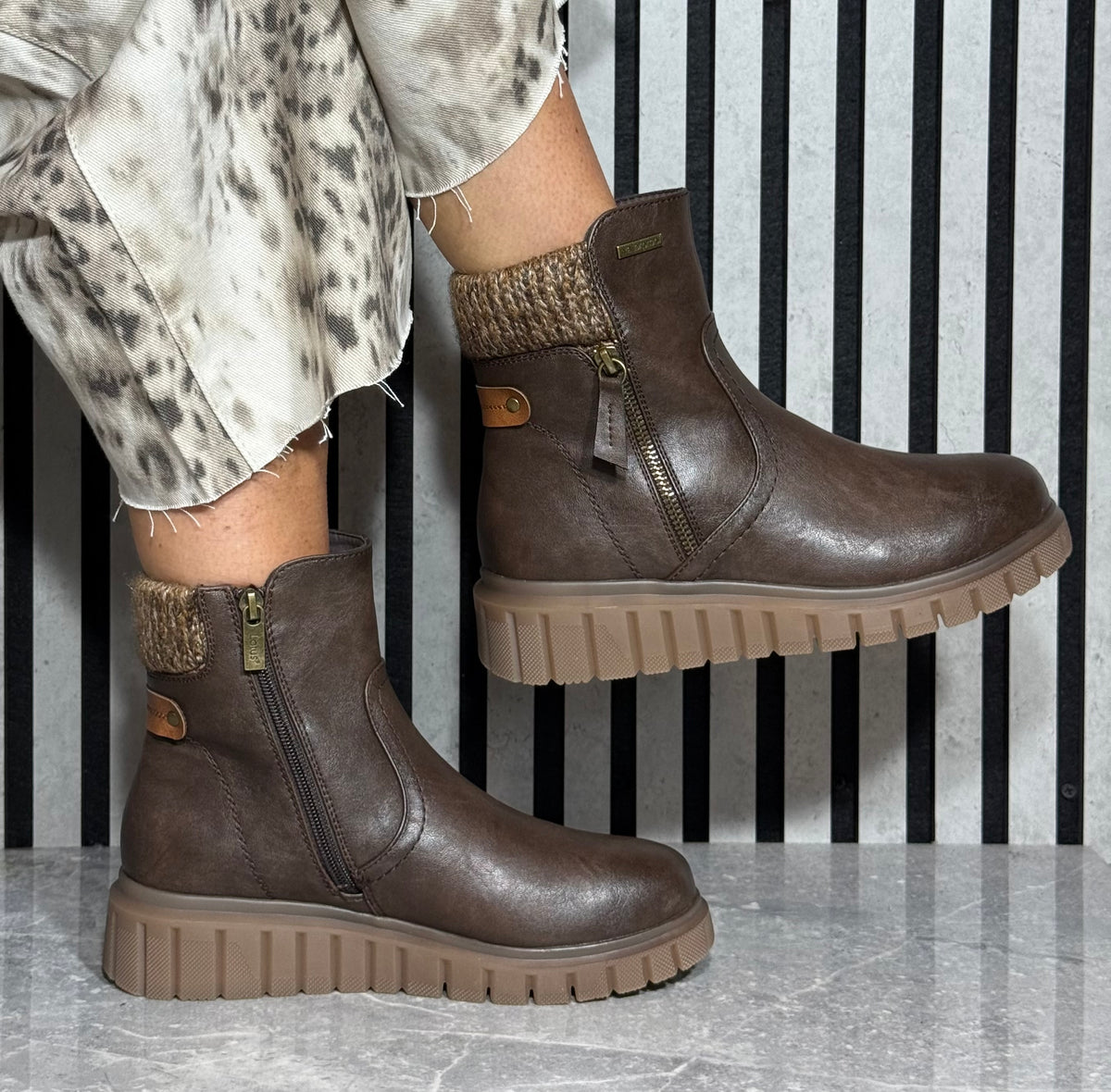 Lotus - 'Gwen' Brown Ankle Boot