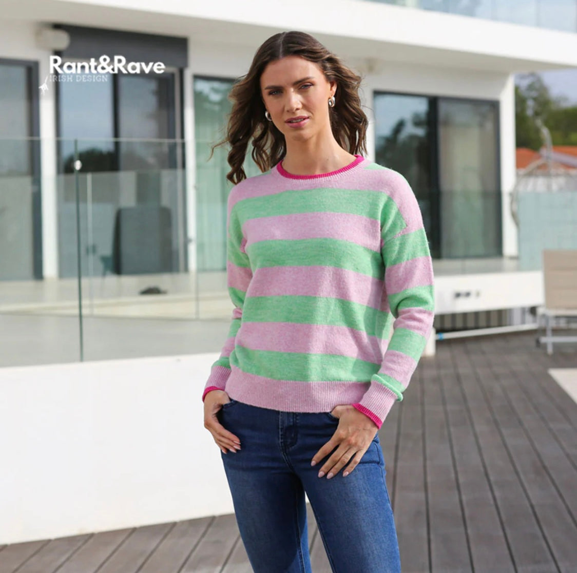 Rant & Rave - 'Harlee' Pink Stripe Jumper