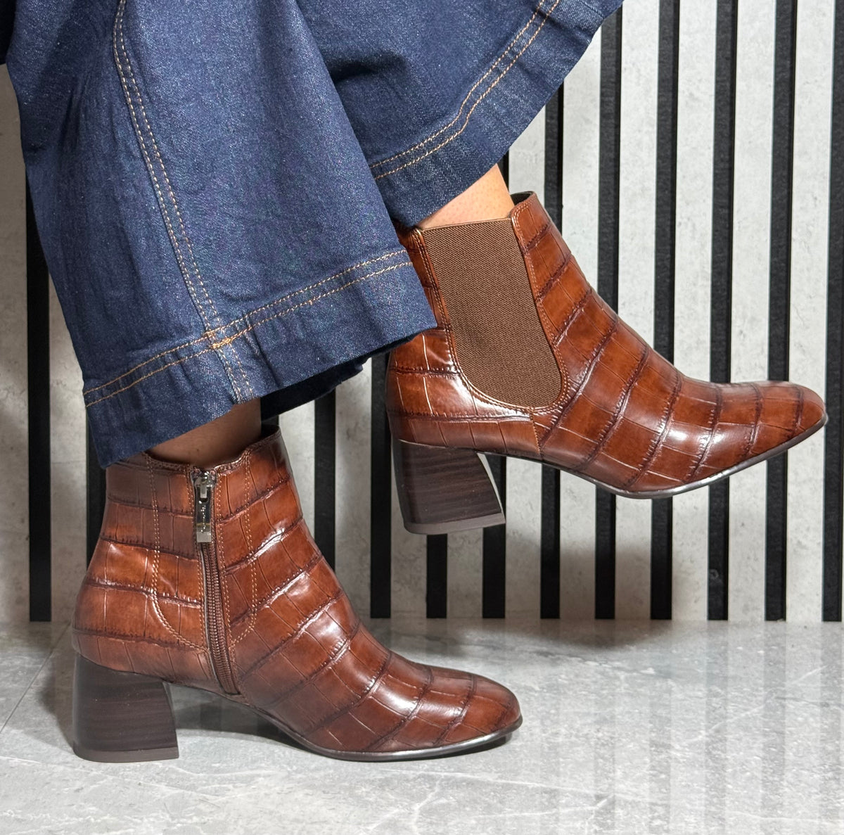 Tamaris - Muscat Croc Block Heel Boot