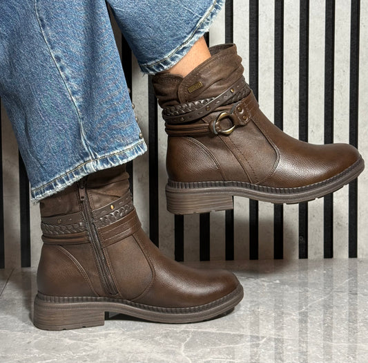Jana -  Mocca Strap Detail Boot