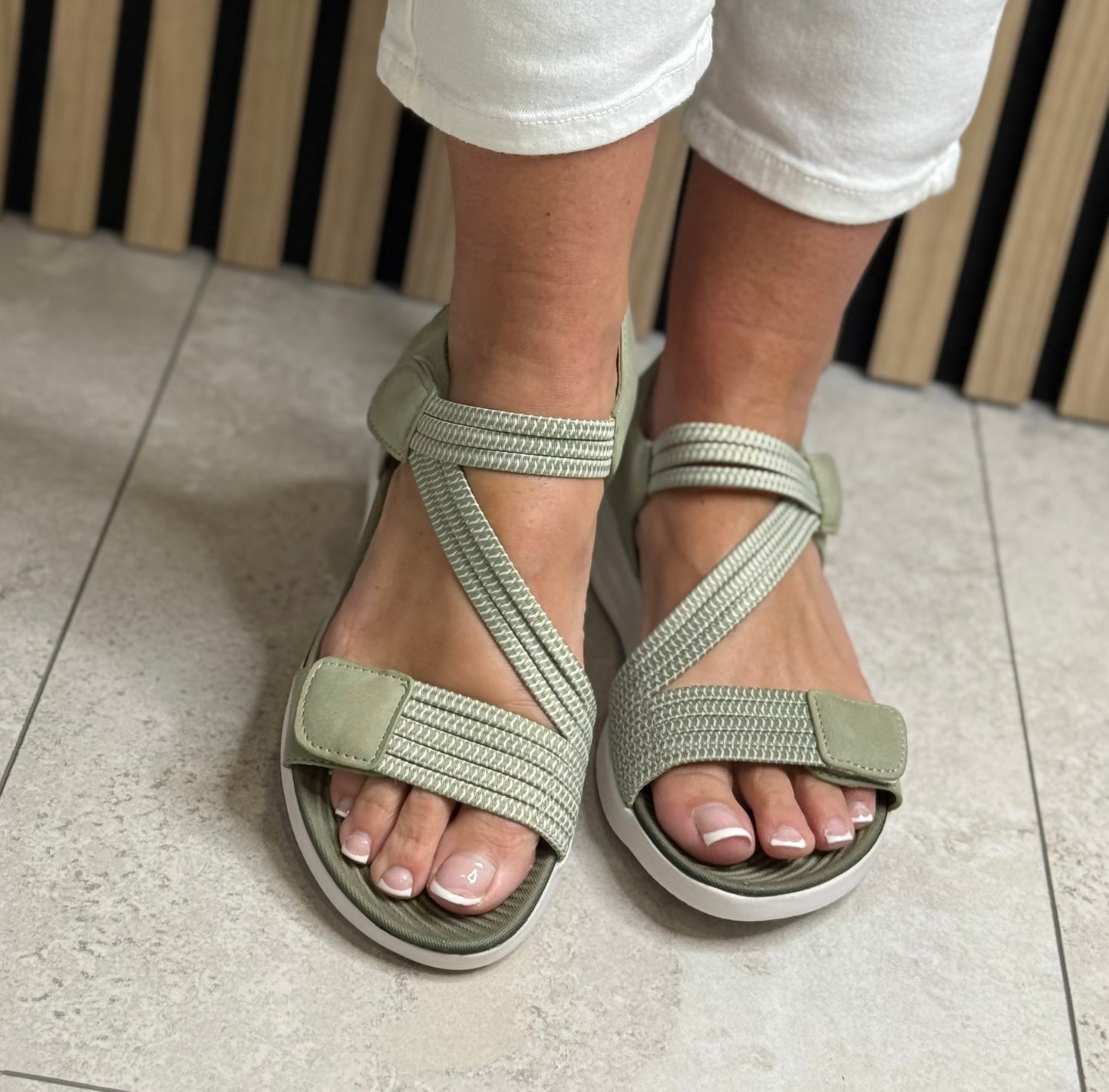 Redz - 'Florrie' Khaki Velcro Strap Sandal