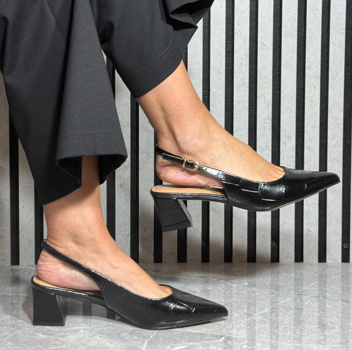 Lotus - 'Annalise' Black Court Shoe