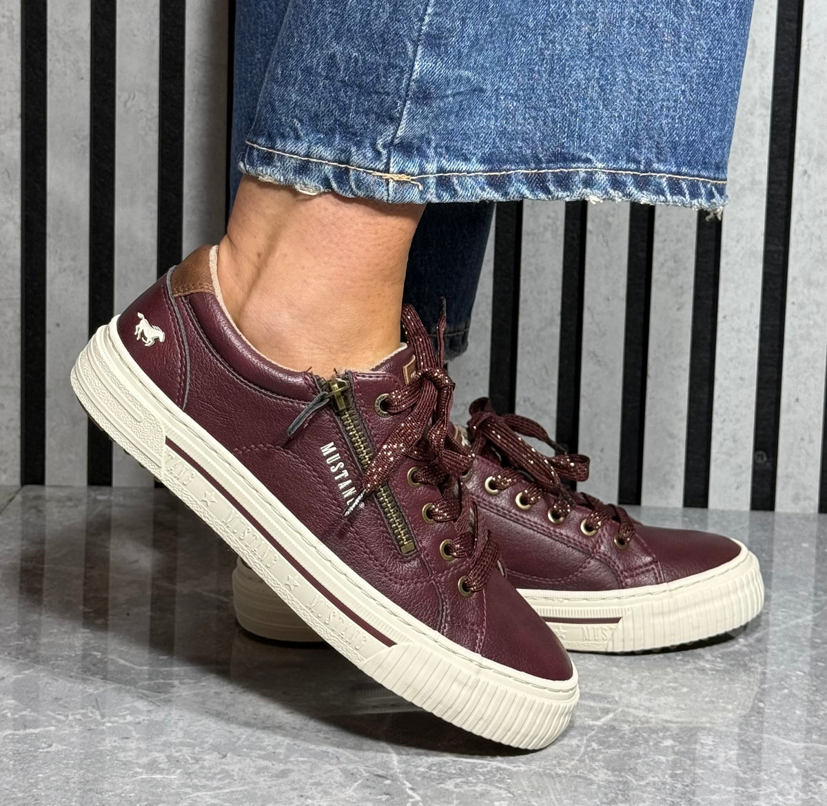 Mustang - Burgundy Combo Side Zip Trainer