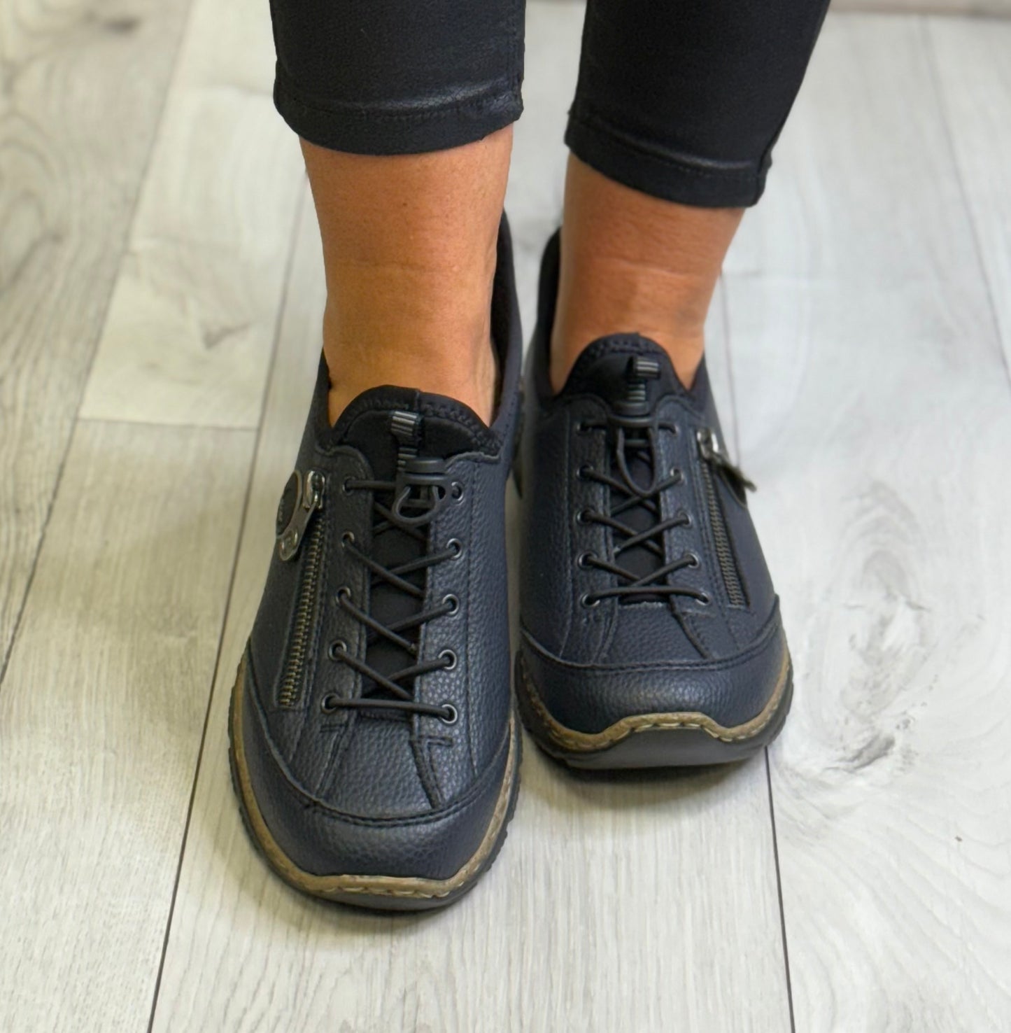 Rieker - Dark Navy Ready 2 Go Casual Leather Shoe