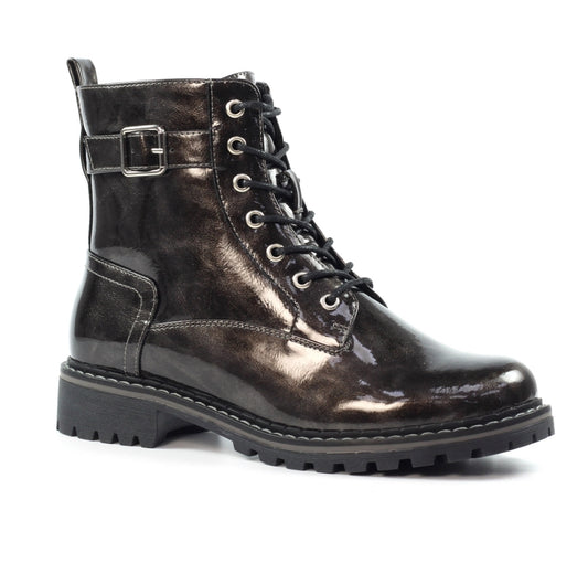 Lunar - 'Parlour' Grey Patent Boot