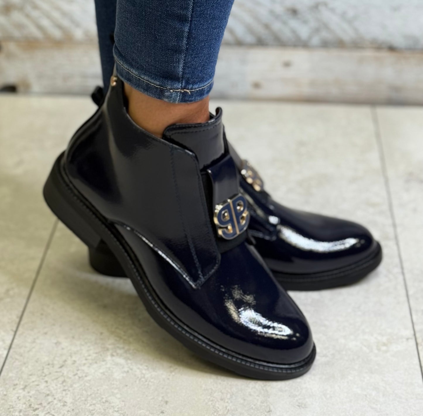 Patrizio Como - 'Lanciano' Navy Patent Ankle Boot