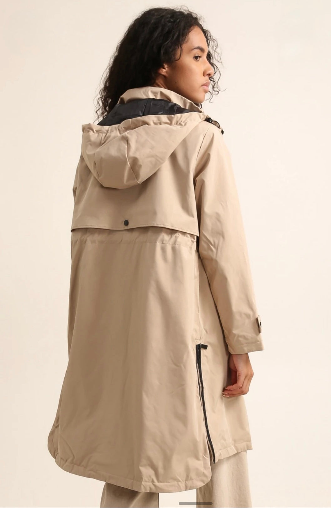 Beige Long Raincoat