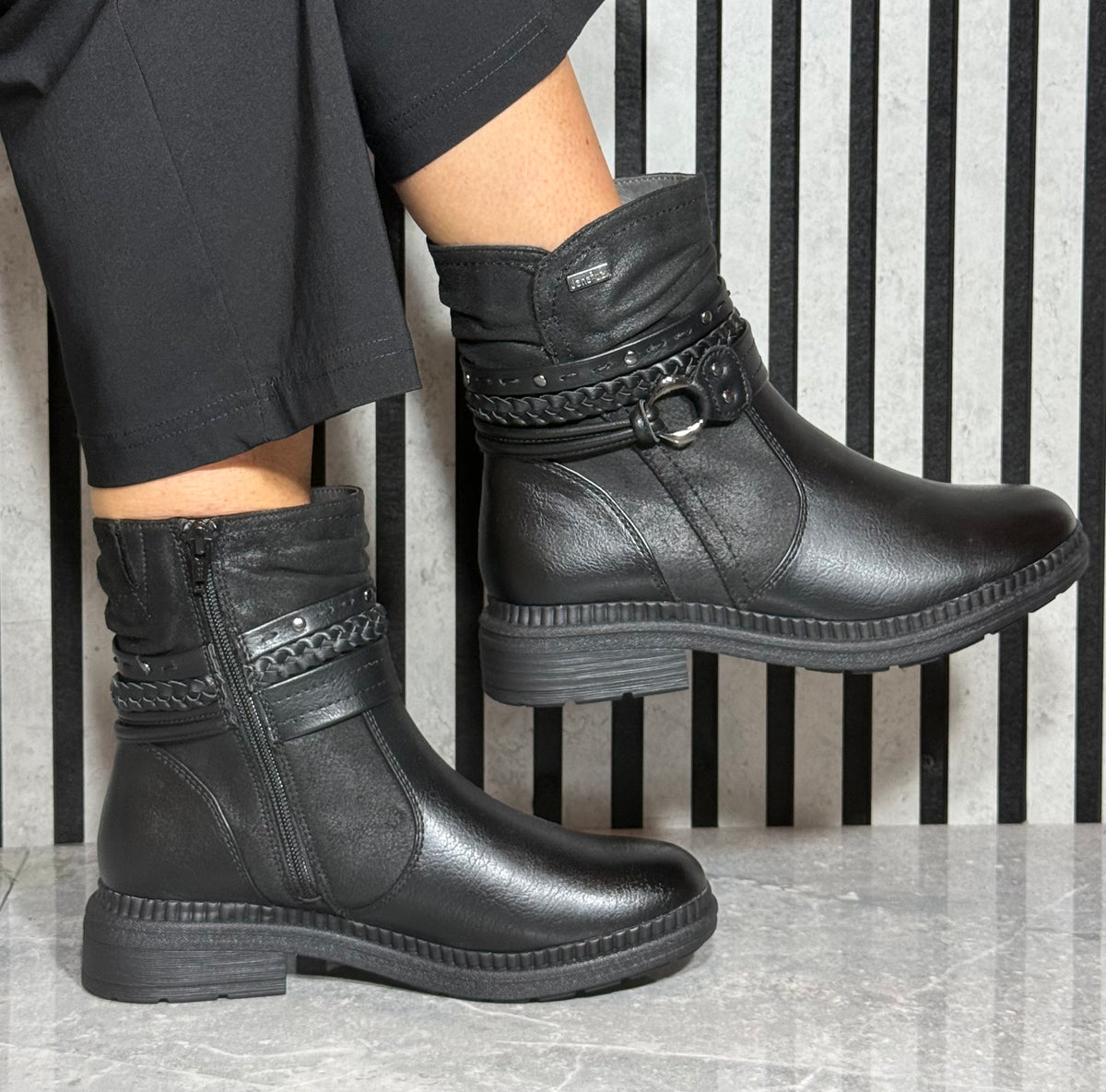 Jana - Black Strap Detail Boot