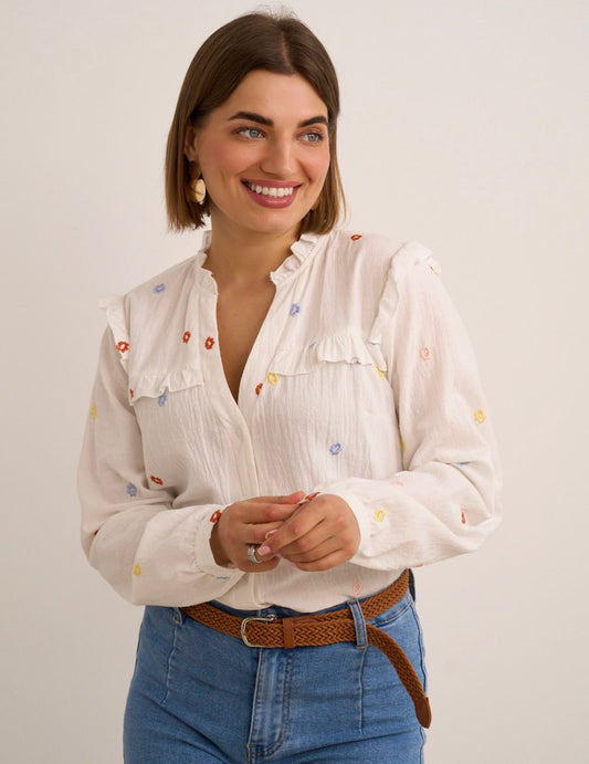 Off White Detailed Blouse
