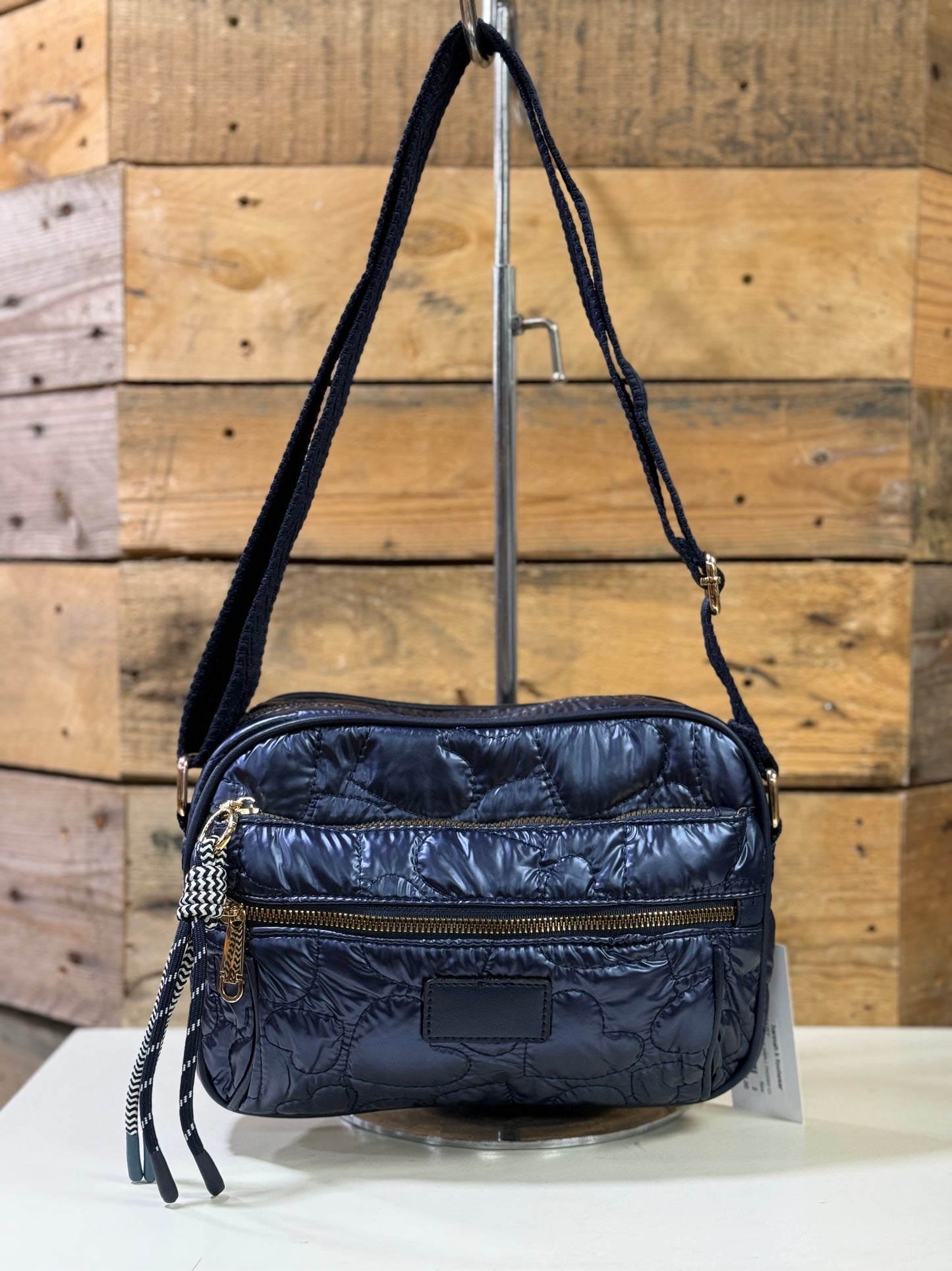 hannah k - 'Daisy' Navy Small Padded Crossbody Bag