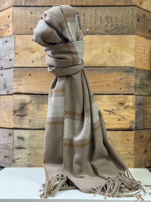hannah k - Taupe Checked Scarf
