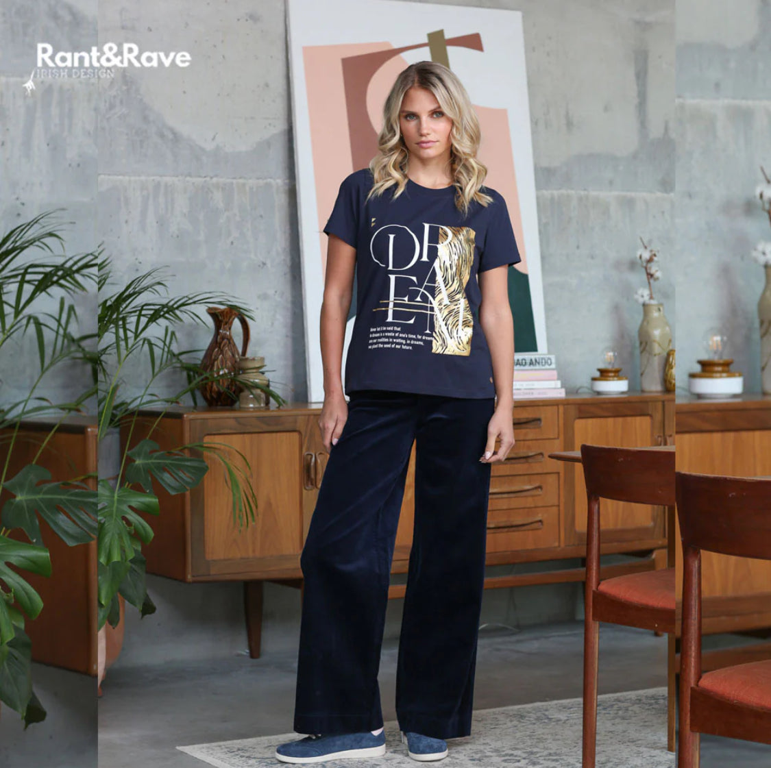 Rant & Rave - 'Rochelle’ Navy Wide Leg Cord