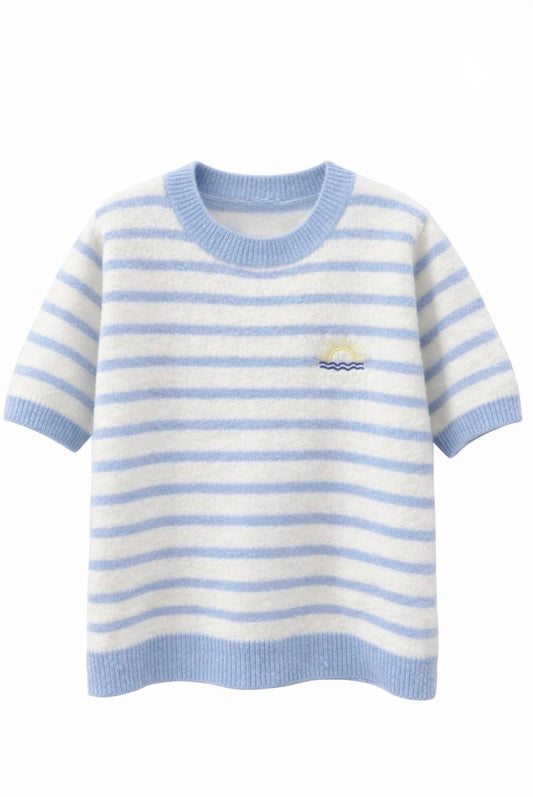 Powder/White Stripe S/S Knit