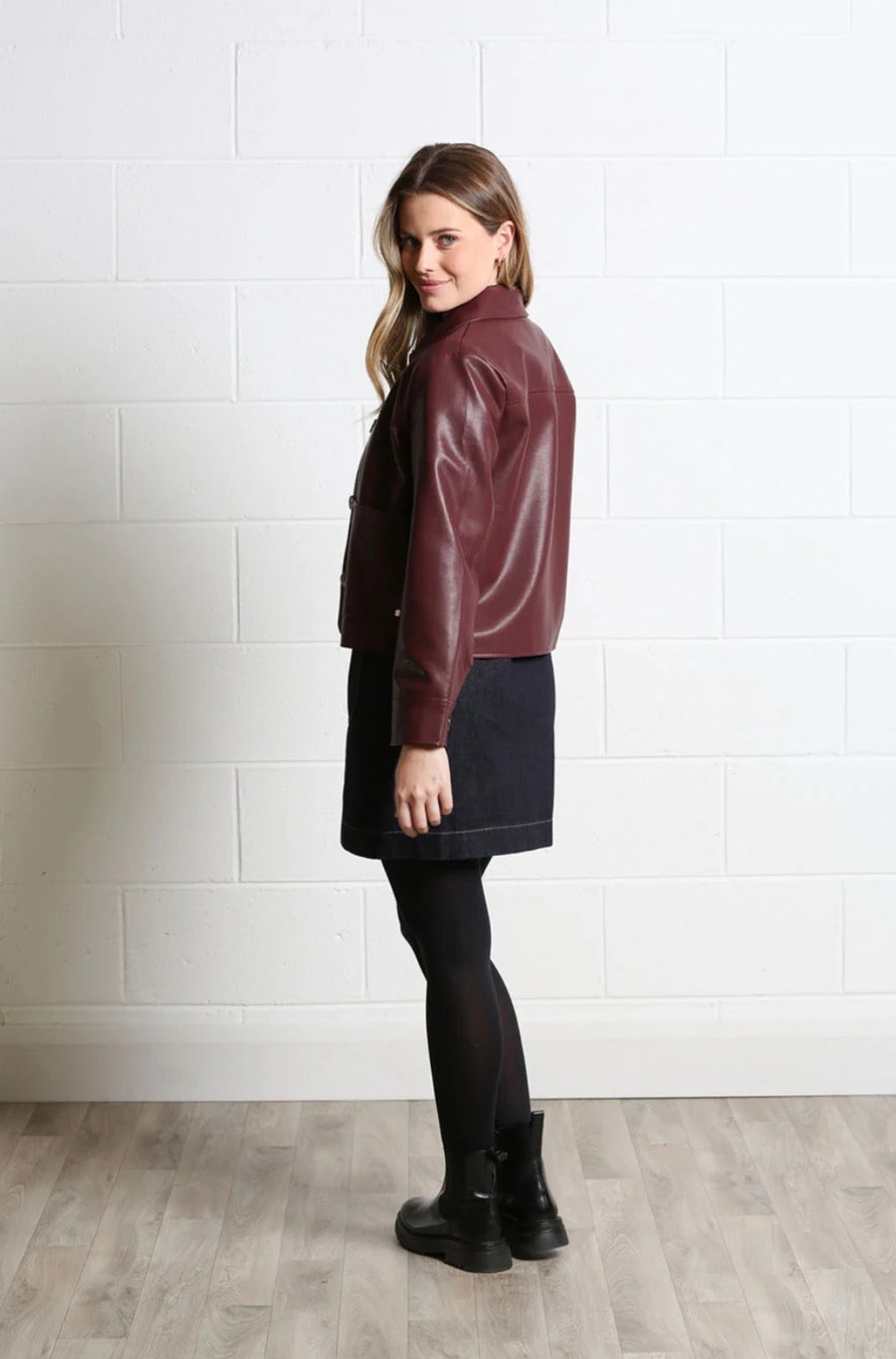 Rant & Rave -  Adele Burgundy Faux Leather Jacket