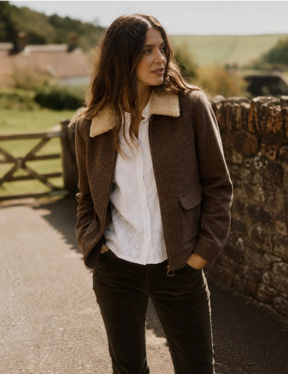 Brakeburn - ‘Hemlock’ Faux Fur Collar Textured Coat