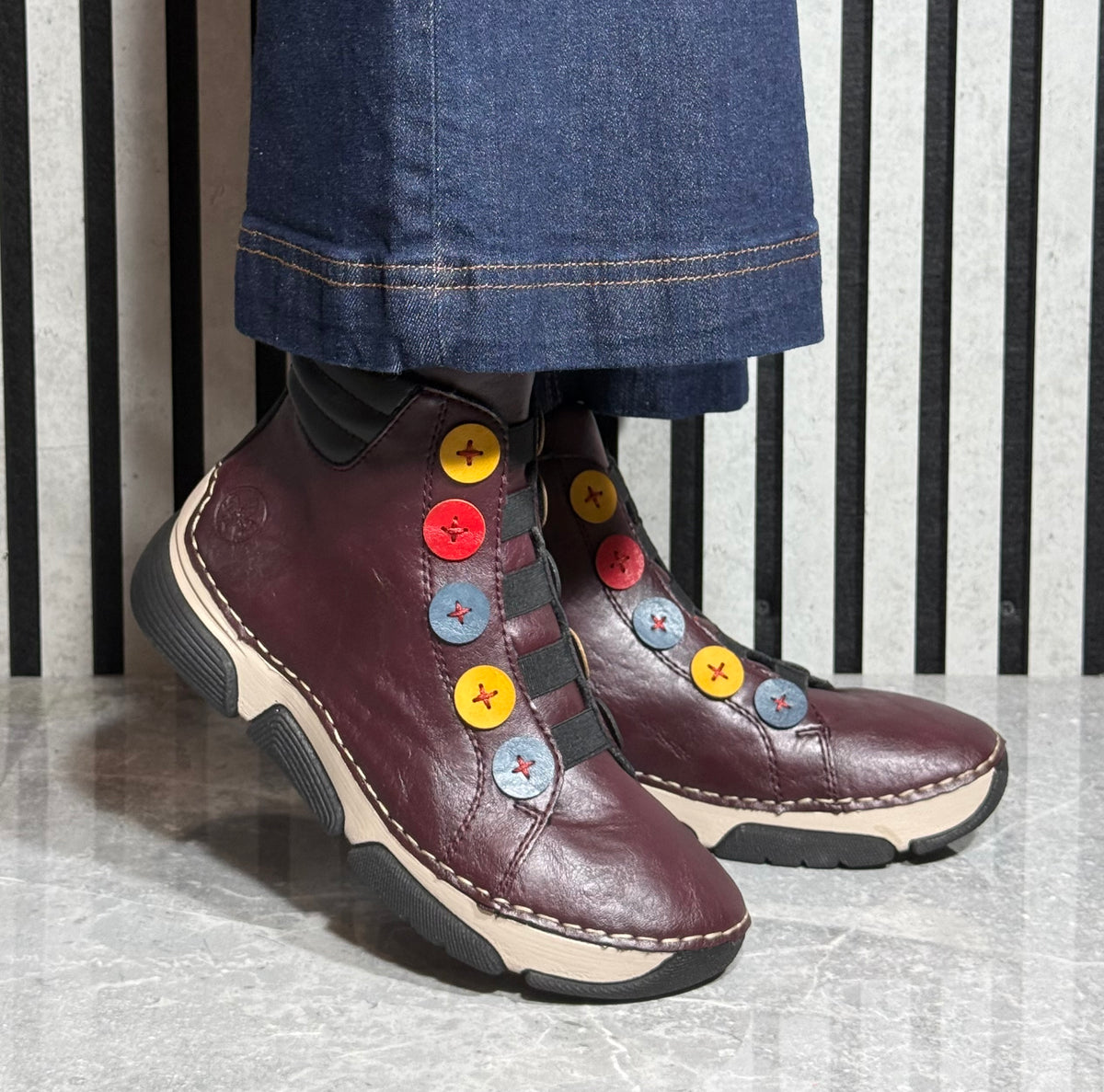Rieker - Bordeaux Button Detail Boot