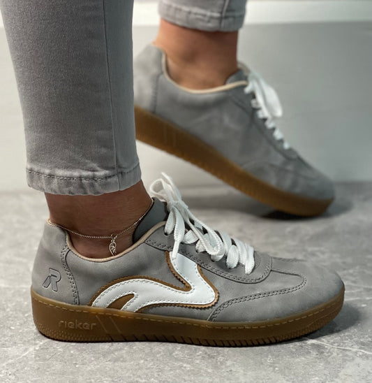 Rieker - Grey Detailed Gum Sole Trainer