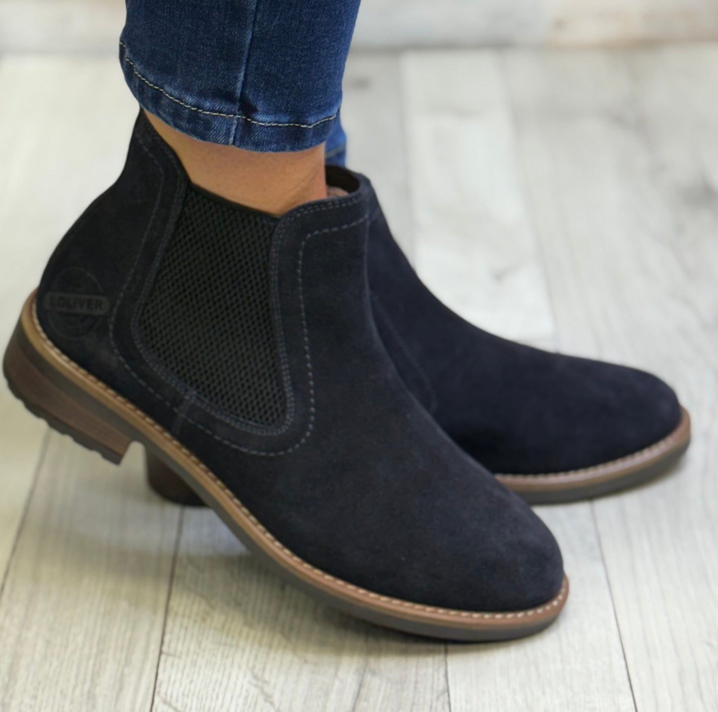 S Oliver - Navy Suede Chelsea Boot