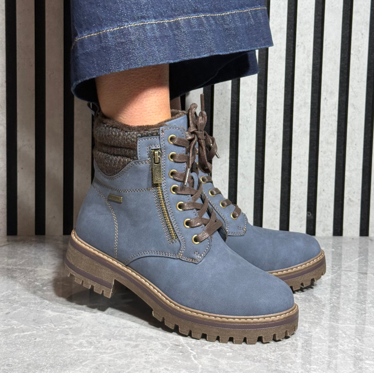 Lotus - 'Stefani' Blue Laced Ankle Boot